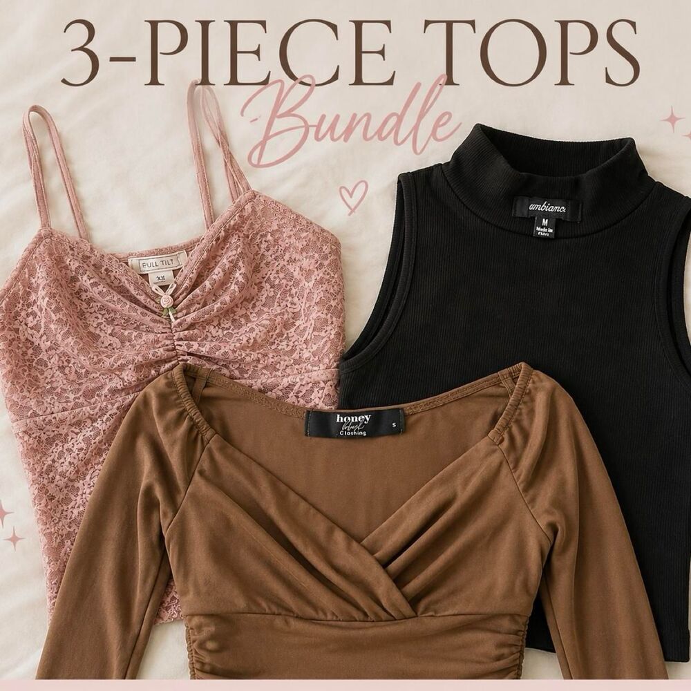 3 Piece Y2K Going Out Tops Bundle Full Tilt Honey Blush Ambiance XS-M fit Smal